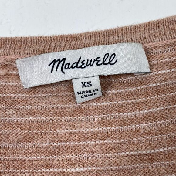 Madewell Ryder Dusty Pink Striped Cardigan Sweater - Picture 4 of 6